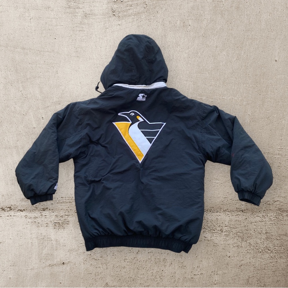 Pittsburgh Penguins‎ Starter Jacket Hooded Medium M Mens Vintage Puffer Coat